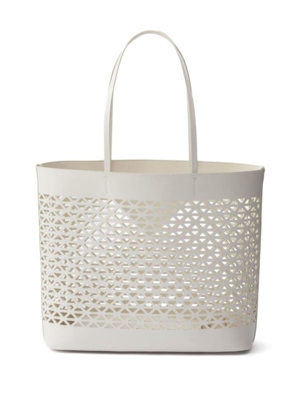 Prada logo-perforated leather tote bag - Image 2