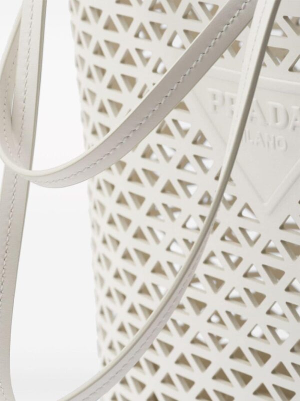 Prada logo-perforated leather tote bag - Image 5