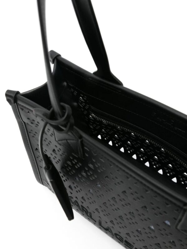 Karl Lagerfeld logo-embroidered perforated shoulder bag - Image 5