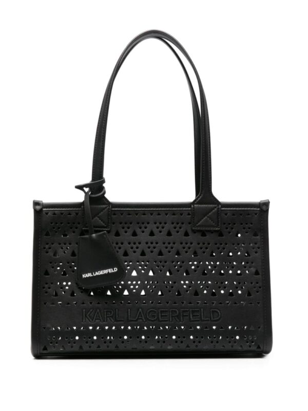 Karl Lagerfeld logo-embroidered perforated shoulder bag