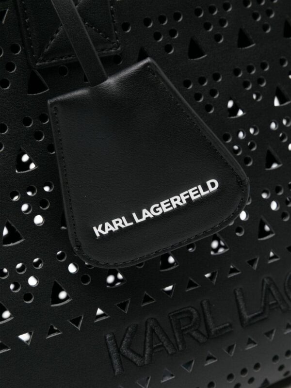 Karl Lagerfeld logo-embroidered perforated shoulder bag - Image 4