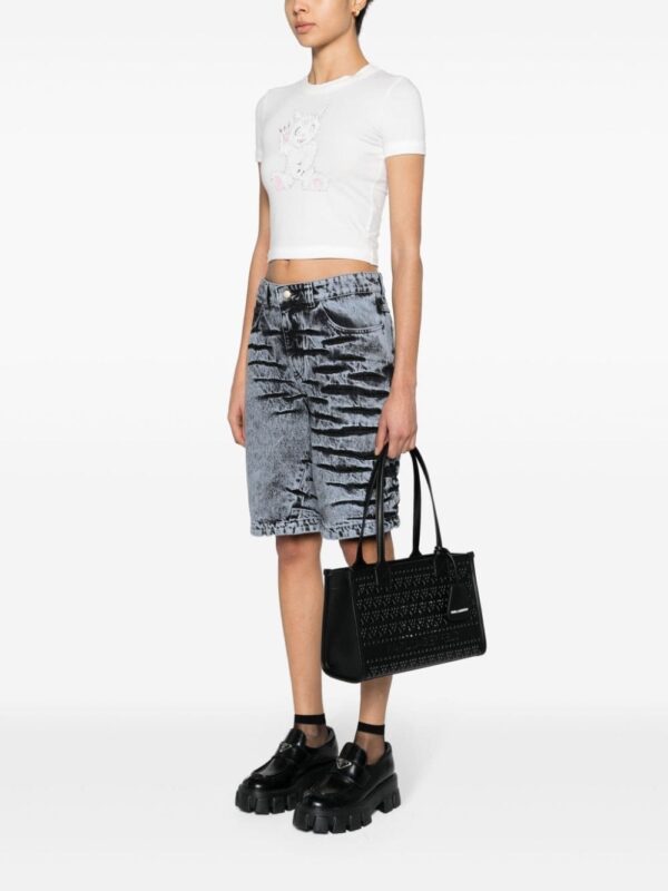 Karl Lagerfeld logo-embroidered perforated shoulder bag - Image 2