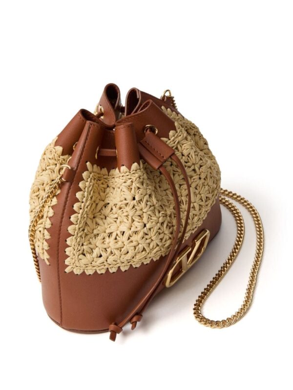 Valentino Garavani raffia leather bucket mini bag - Image 5