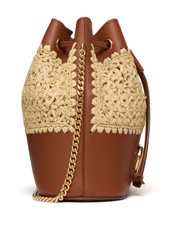 Valentino Garavani raffia leather bucket mini bag - Image 4