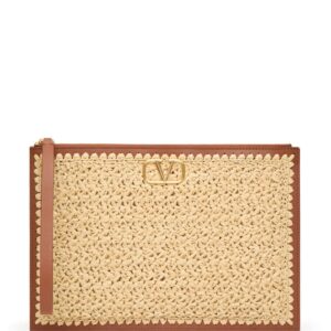 Valentino Garavani VLogo Signature raffia clutch bag