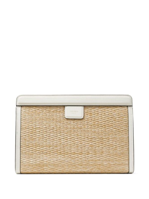 Jimmy Choo Avenue logo-embroidered woven clutch - Image 2