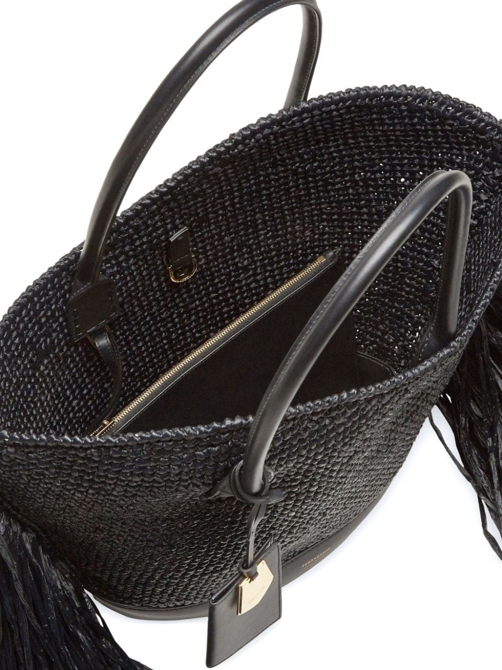 Ferragamo fringed raffia tote bag - Image 5
