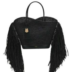 Ferragamo fringed raffia tote bag