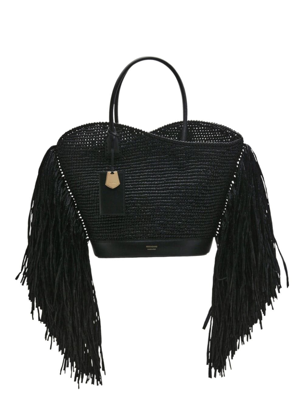 Ferragamo fringed raffia tote bag