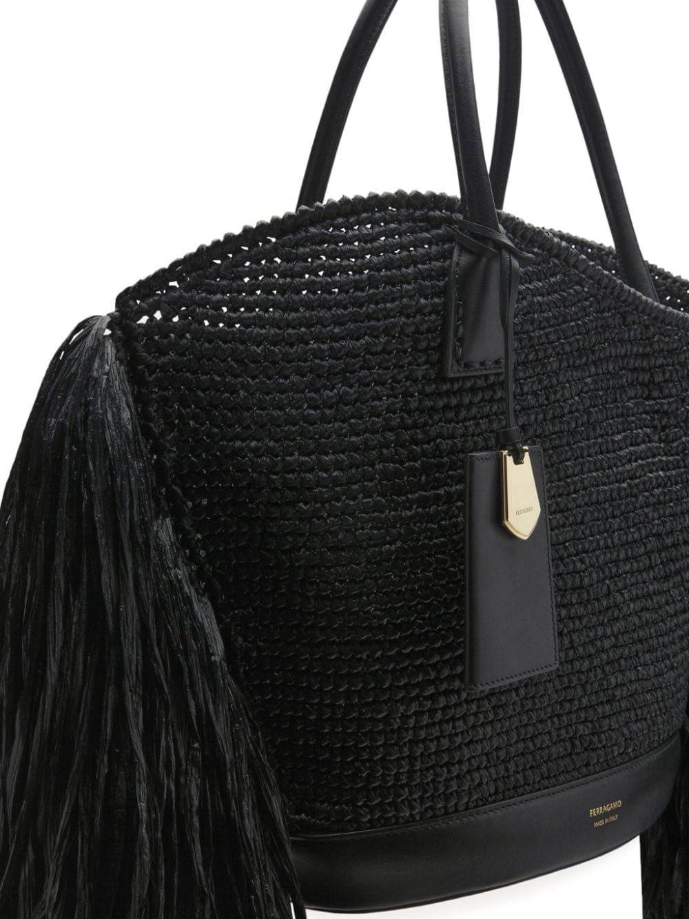 Ferragamo fringed raffia tote bag - Image 4