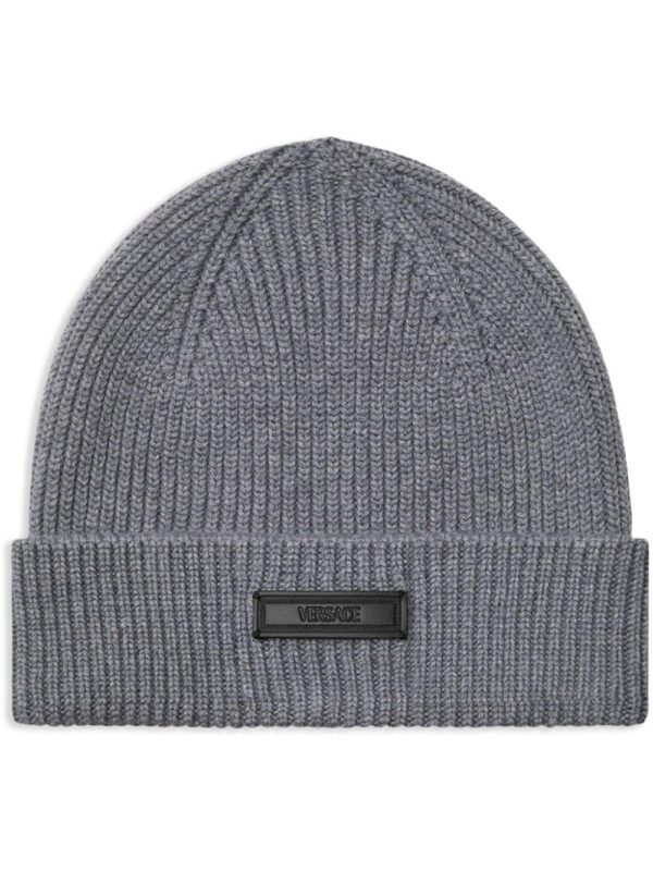 Versace logo-appliqué knit beanie
