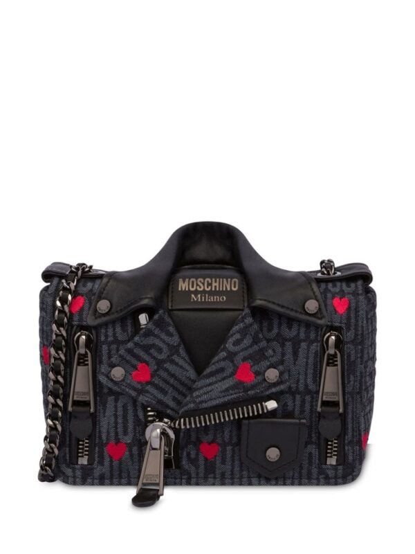 Moschino Biker logo-jacquard shoulder bag