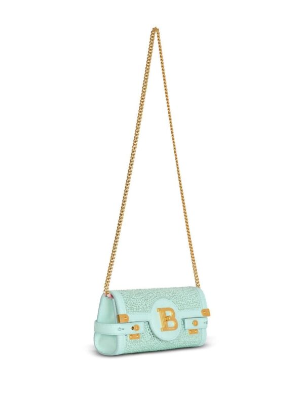 Balmain B-Buzz 23 crystal-embellished suede clutch bag - Image 4