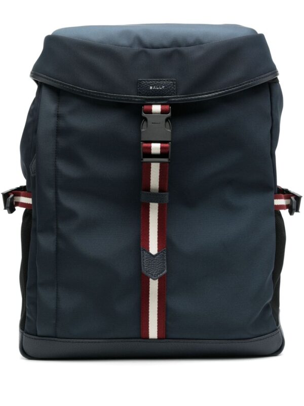 Bally stripe-detail buckled backpack