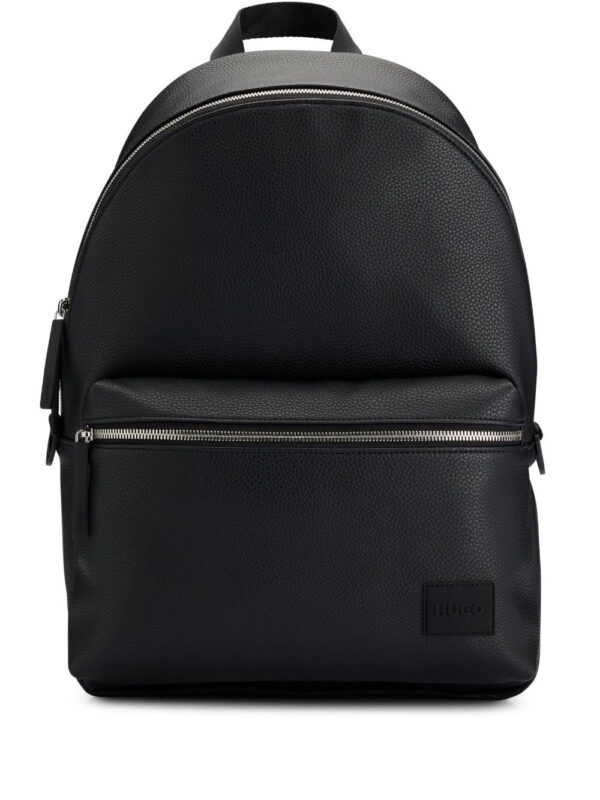 HUGO logo-patch grained-texture backpack