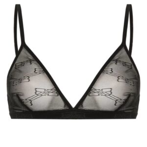 Balenciaga logo-embroidered mesh bra