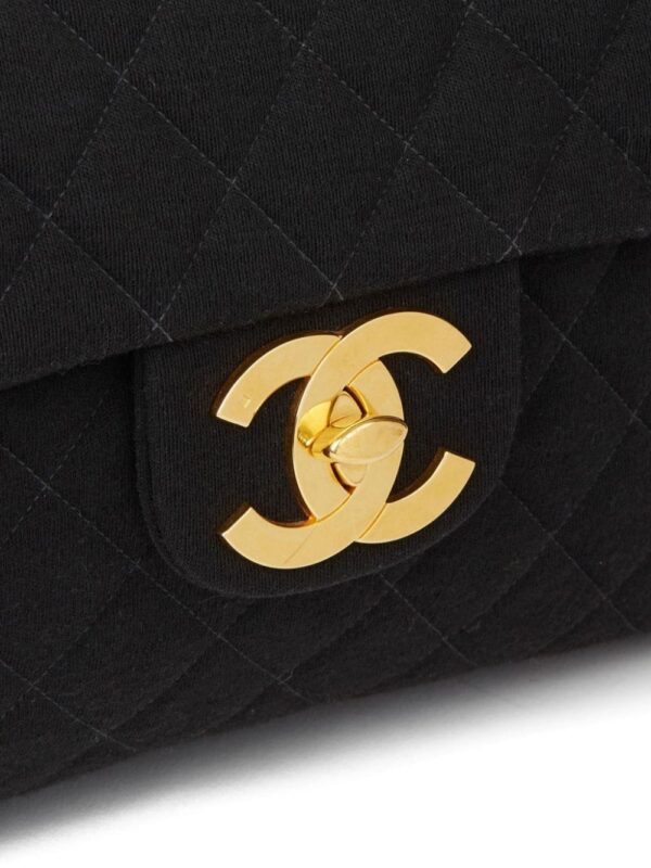 CHANEL Pre-Owned 1995 Jumbo CC turn-lock flap wool backpack - Image 6