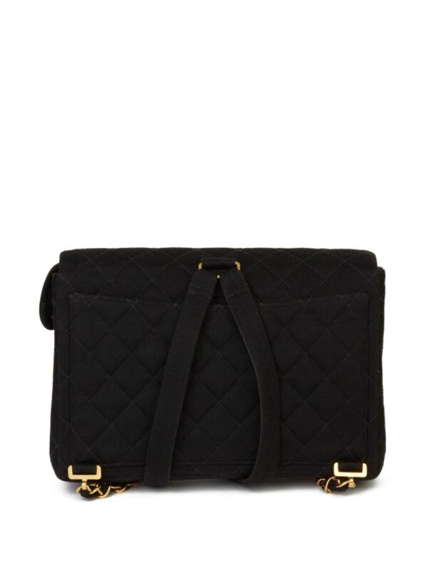 CHANEL Pre-Owned 1995 Jumbo CC turn-lock flap wool backpack - Image 2