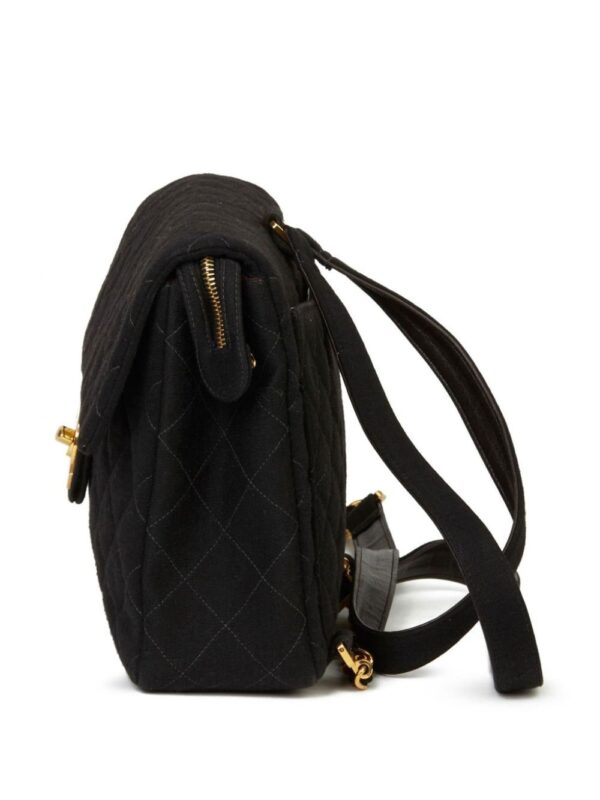 CHANEL Pre-Owned 1995 Jumbo CC turn-lock flap wool backpack - Image 3