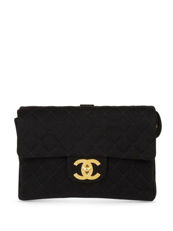 CHANEL Pre-Owned 1995 Jumbo CC turn-lock flap wool backpack