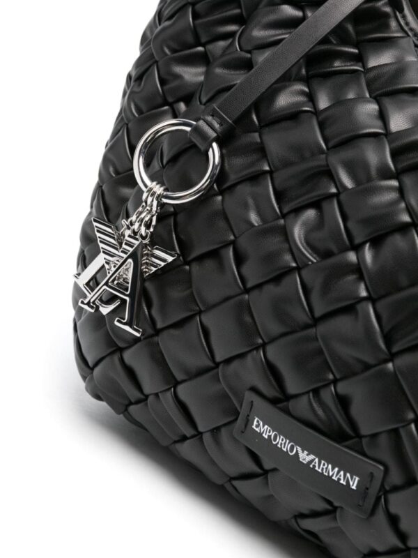 Emporio Armani logo-patch interwoven tote bag - Image 4