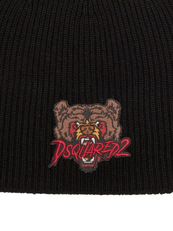 DSQUARED2 bear-appliqué wool beanie - Image 3