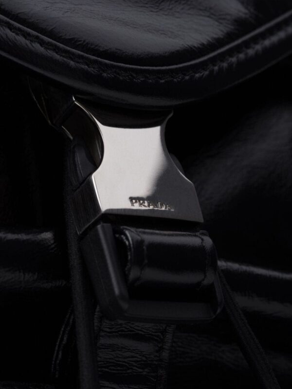 Prada logo-plaque leather backpack - Image 5