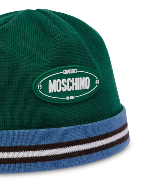 Moschino logo-appliqué virgin wool beanie - Image 3