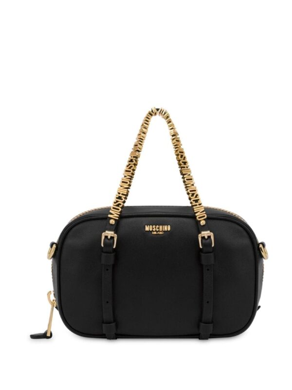Moschino logo-lettering leather tote bag