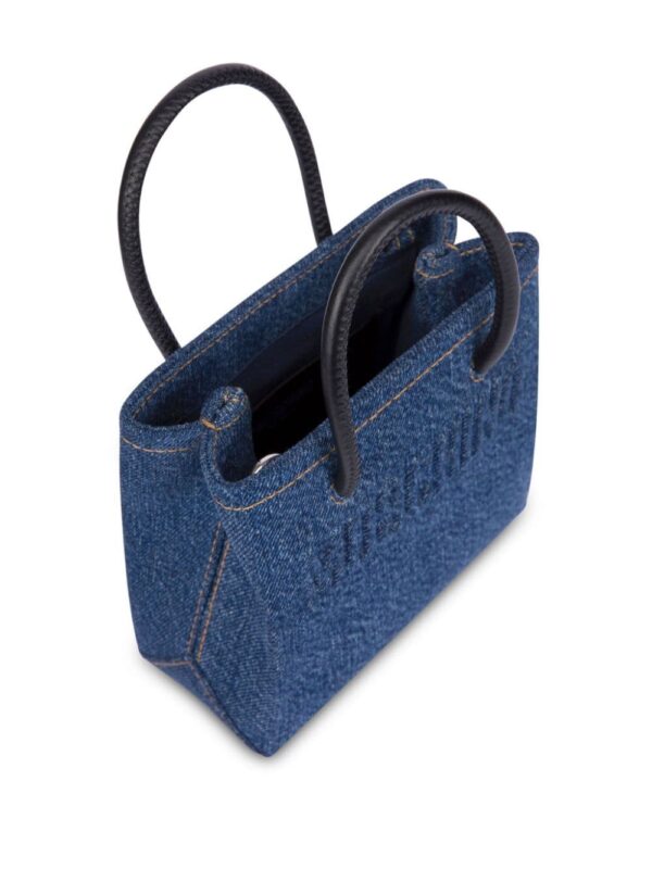 Moschino logo-embossed denim mini bag - Image 3