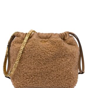 Moschino logo-lettering faux-shearling shoulder bag