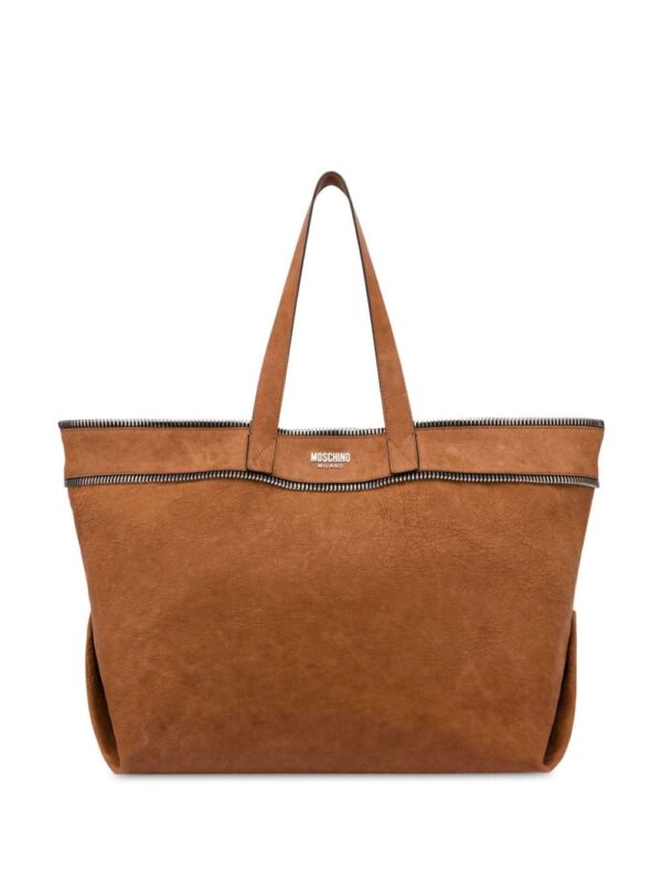 Moschino decorative-zips leather tote bag