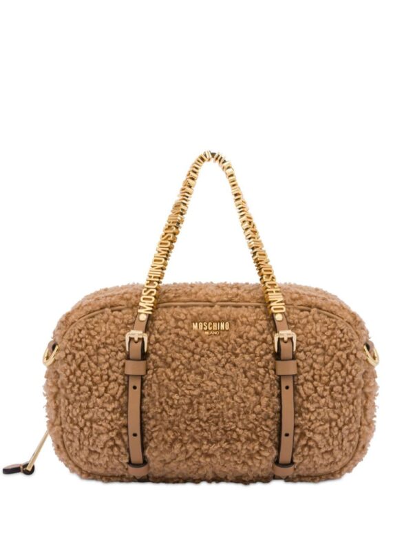 Moschino logo-lettering fleece tote bag
