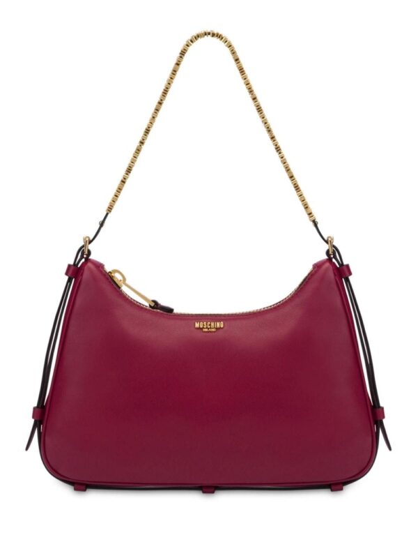 Moschino logo-print leather shoulder bag