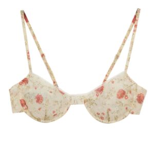 Prada  floral-print lace-trim bra