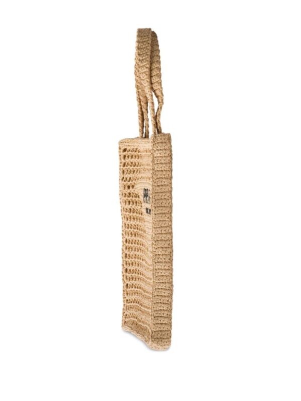 Prada triangle-logo raffia tote bag - Image 3