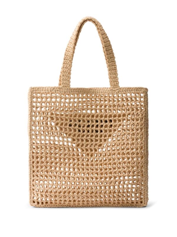 Prada triangle-logo raffia tote bag - Image 2