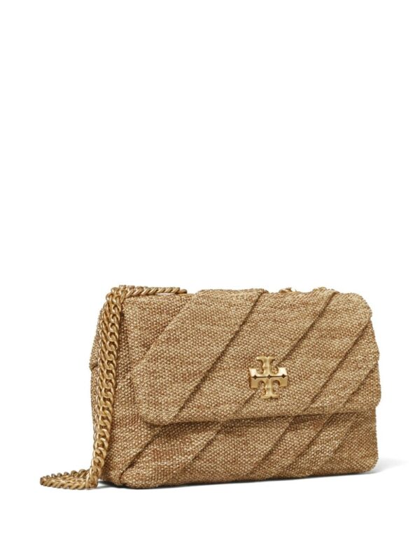 Tory Burch Kira logo-plaque raffia shoulder bag - Image 5