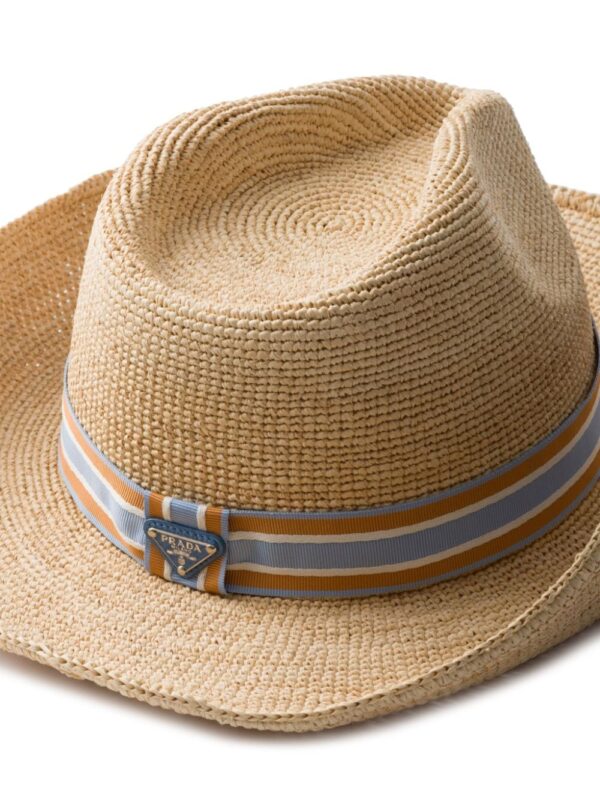 Prada triangle-logo woven raffia hat - Image 2