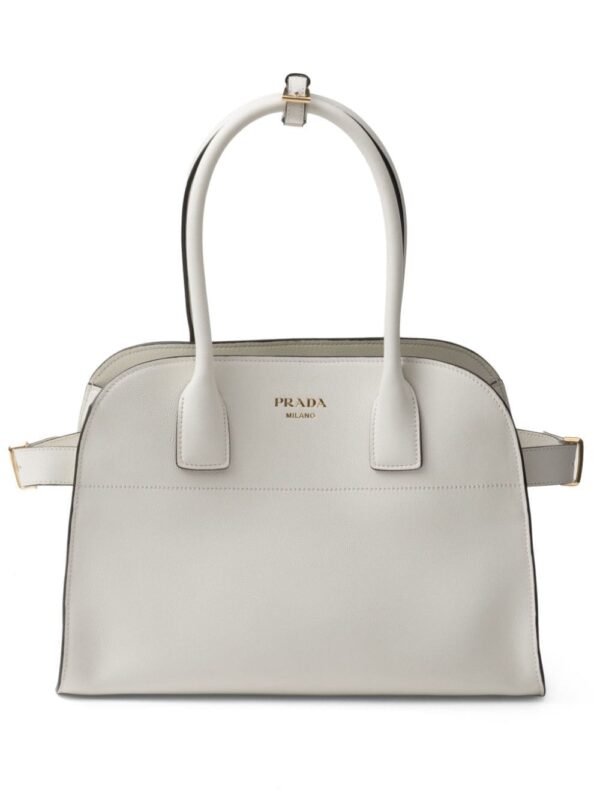 Prada medium logo-stamp leather tote bag