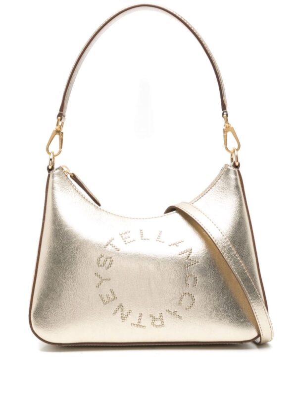 Stella McCartney studded-logo metallic shoulder bag