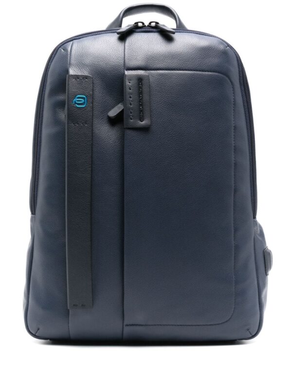 PIQUADRO logo-plaque leather laptop backpack