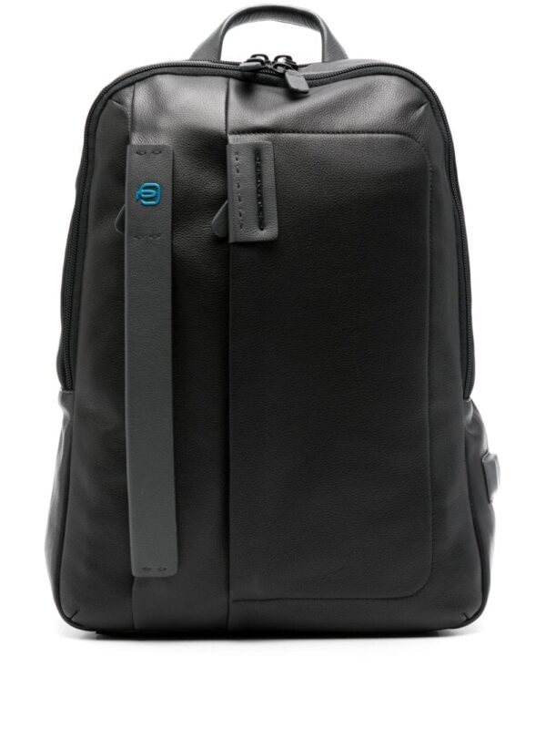 PIQUADRO logo-plaque leather laptop backpack