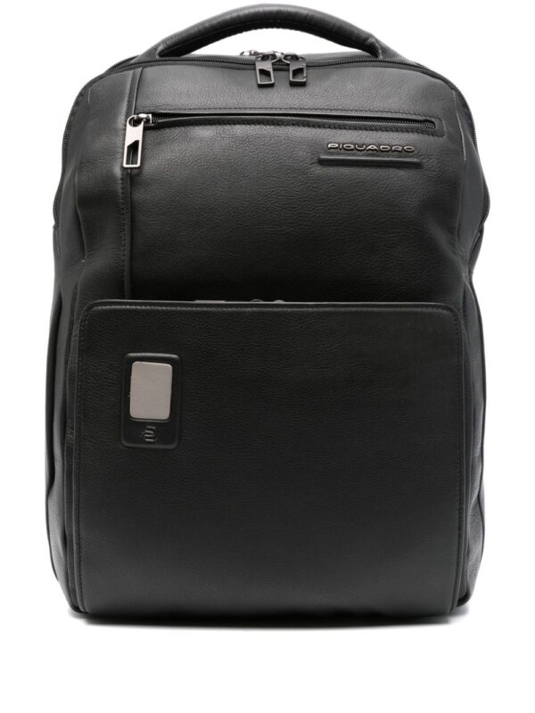 PIQUADRO Akron logo-lettering leather backpack