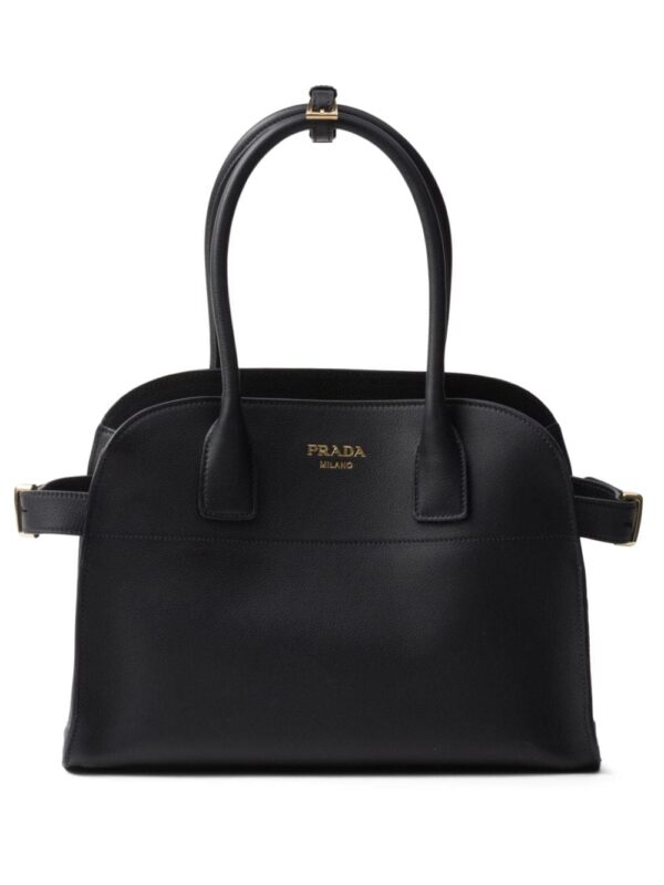 Prada logo-lettering leather tote bag