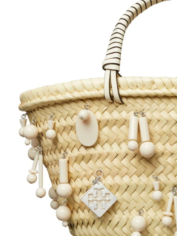 Tory Burch embroidered raffia tote - Image 4