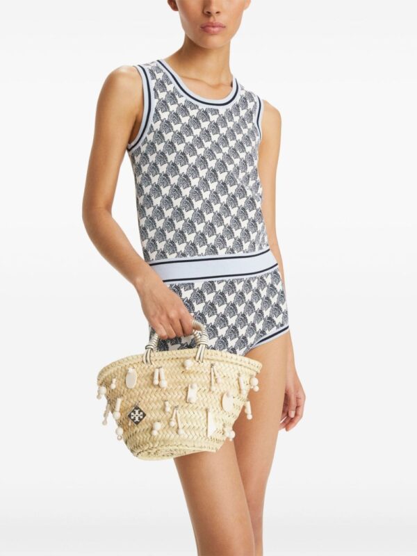Tory Burch embroidered raffia tote - Image 2
