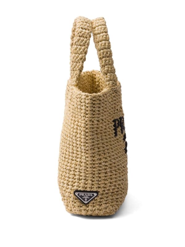 Prada logo-embroidered straw tote bag - Image 4