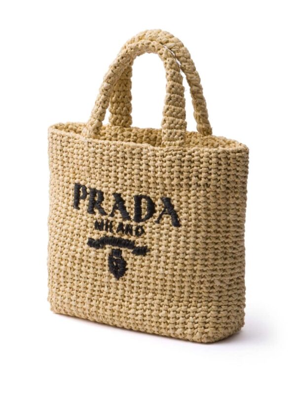 Prada logo-embroidered straw tote bag - Image 3