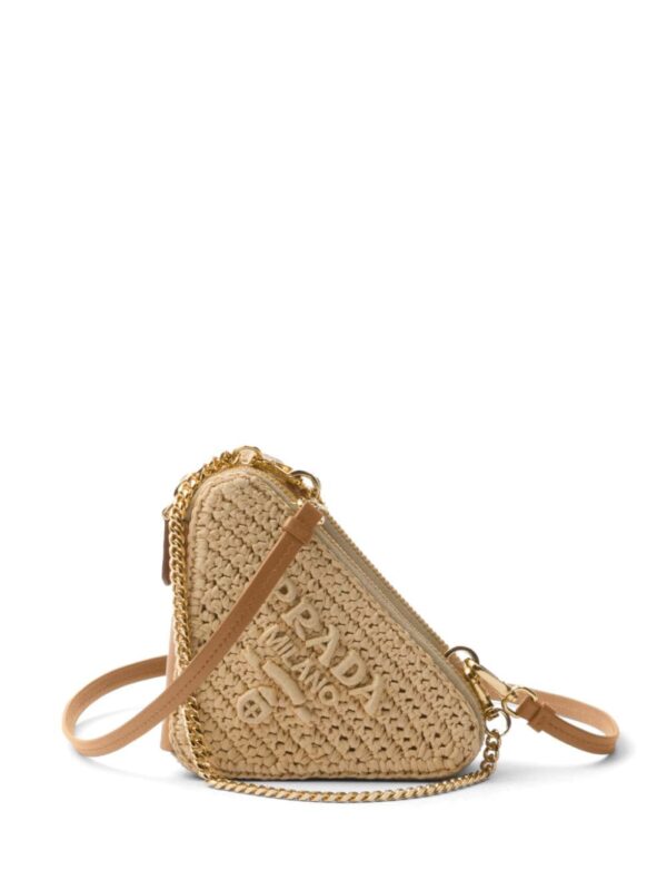 Prada logo-embroidered crochet pouch